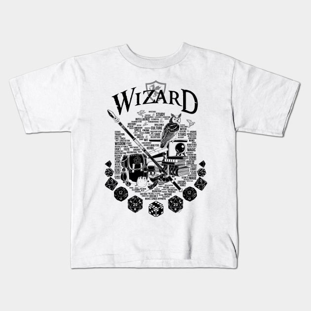 RPG Class Series: Wizard - Black Version Kids T-Shirt by Milmino